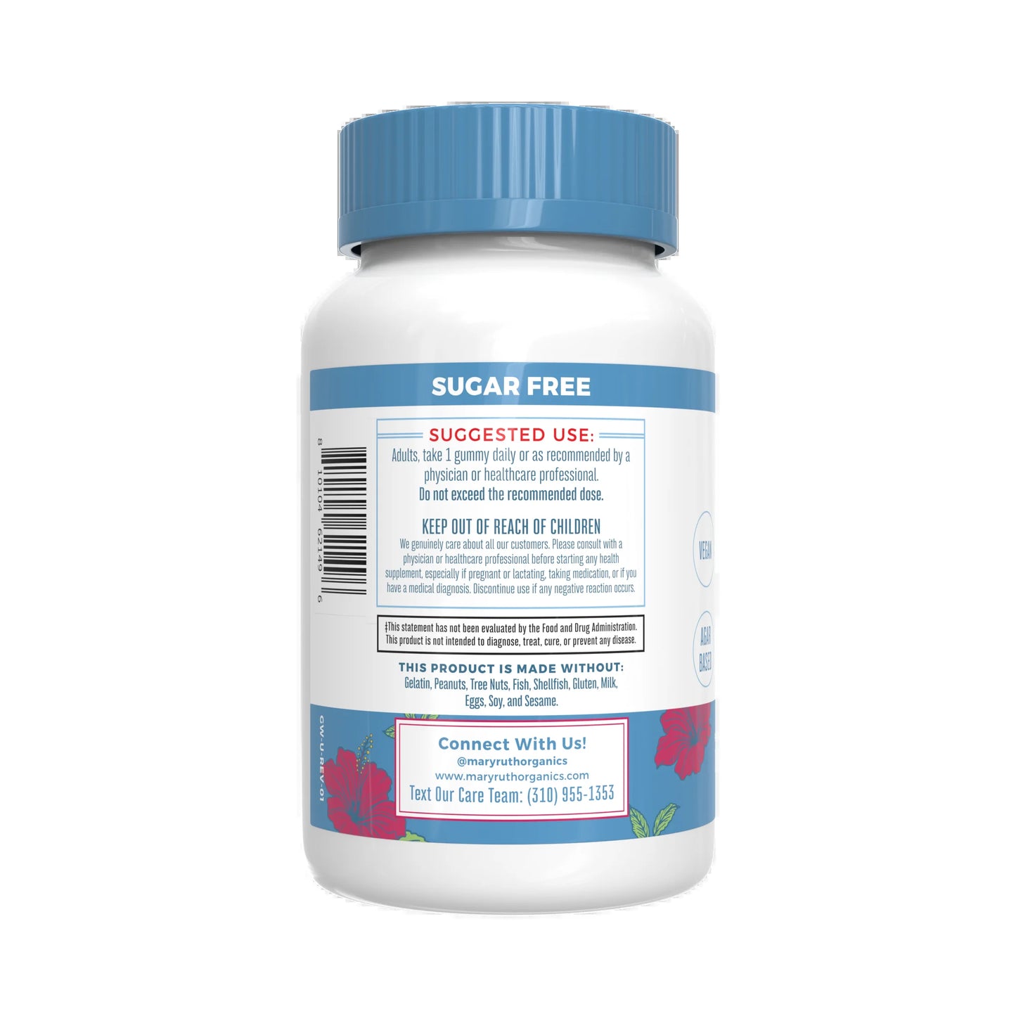 Adult Magnesium Calm Gummies for Bone and Joint Health, Mineral Supplements, Hibiscus, 30 Count