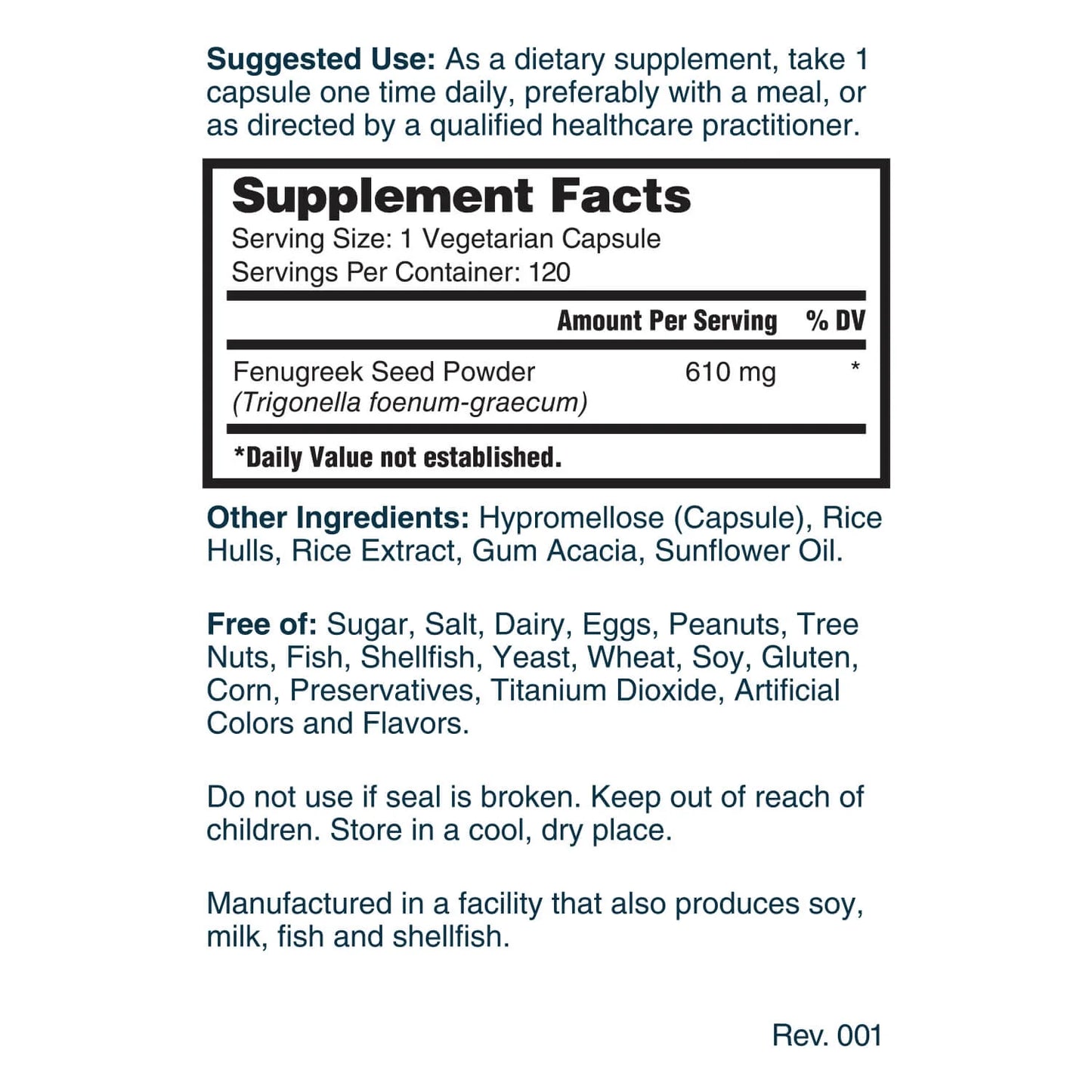 Fenugreek - Traditional Lactation Support* - 120 Capsules