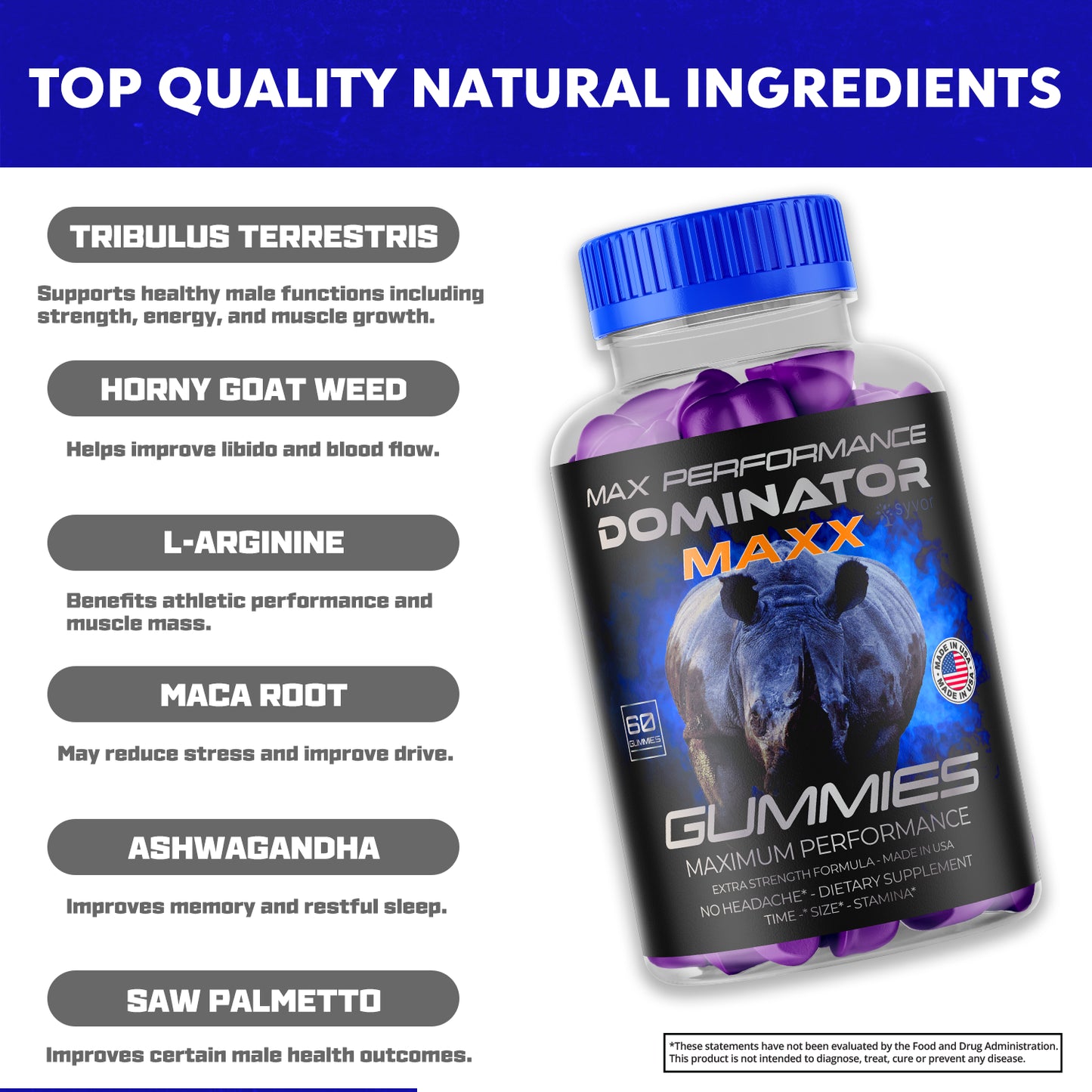 Dominator Maxx Gummies for Men, Advanced Performance Supplement 60 Gummies