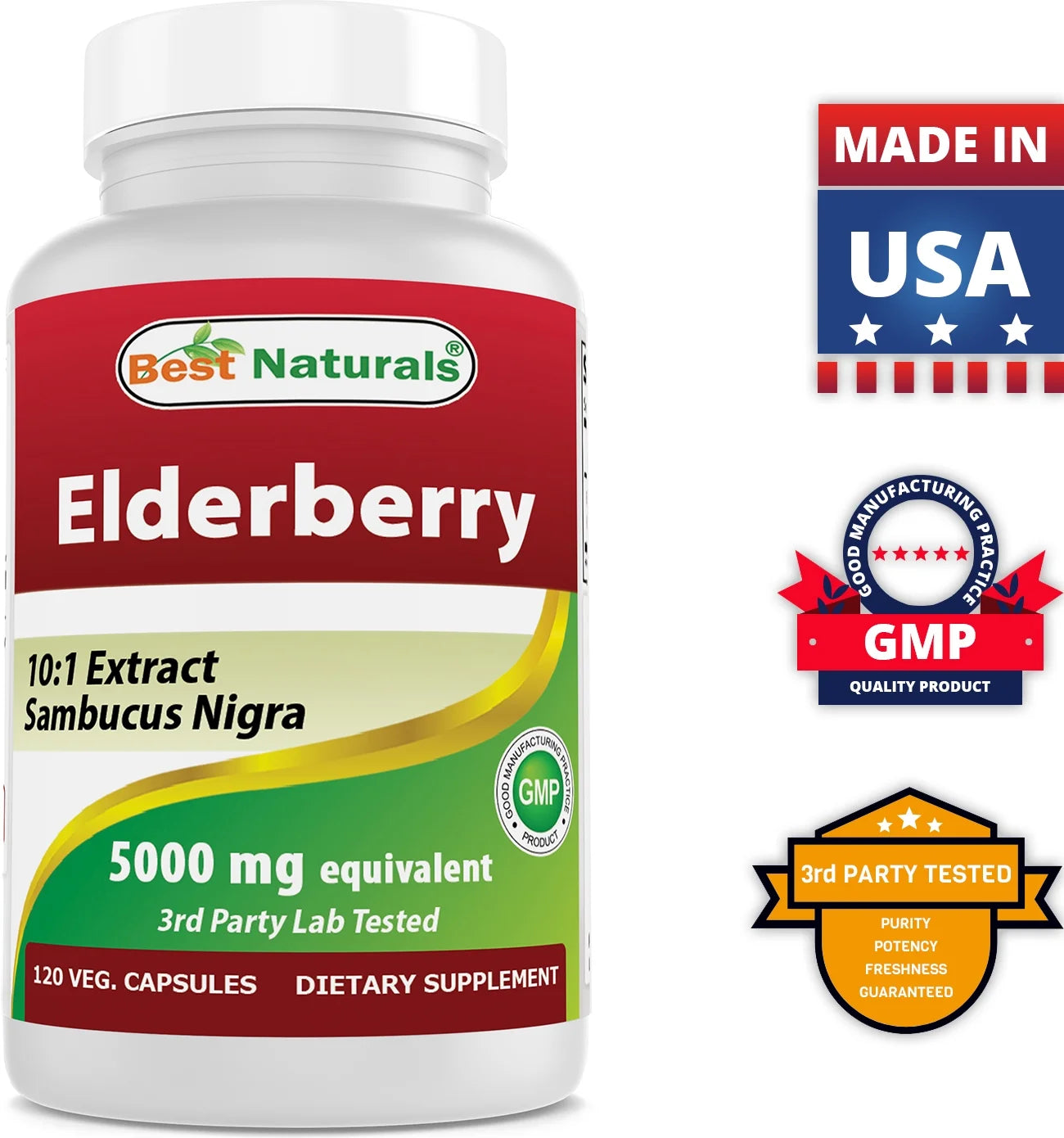 2 Pack Elderberry Sambucus Nigra 5000Mg Equivalent 120 Vegetarian Capsules