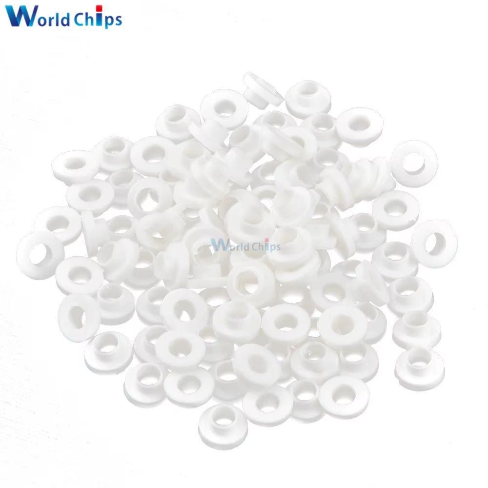 100Pcs TO-220 Transistor Plastic Insulation Washer + 100Pcs TO-220 Isolated Silicone Pad Sheet Strip