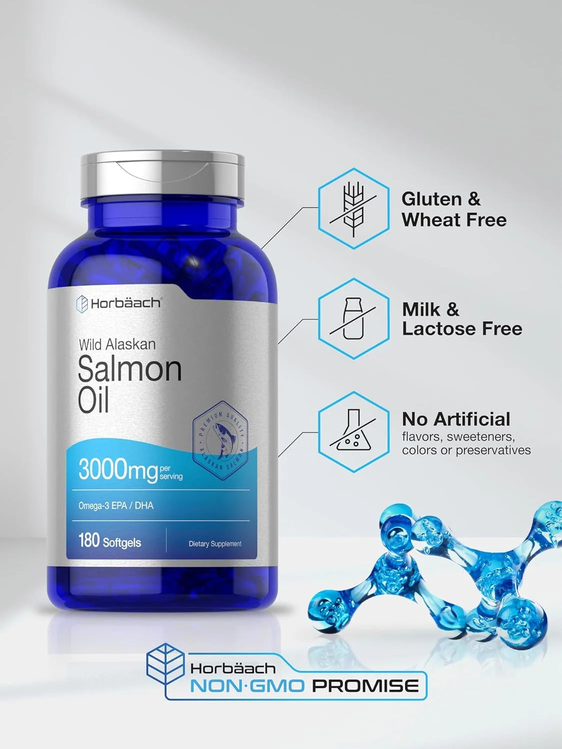 Salmon Oil 3000Mg | 180 Softgels | for Men and Women | Wild Alaskan Fish Oil | by
