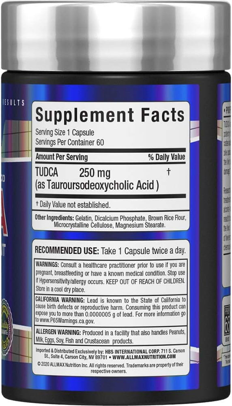 ALLMAX Nutrition TUDCA 60CT - Tauroursodexoycholic Acid - Liver Detox & Gut Health