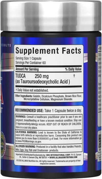 ALLMAX Nutrition TUDCA 60CT - Tauroursodexoycholic Acid - Liver Detox & Gut Health