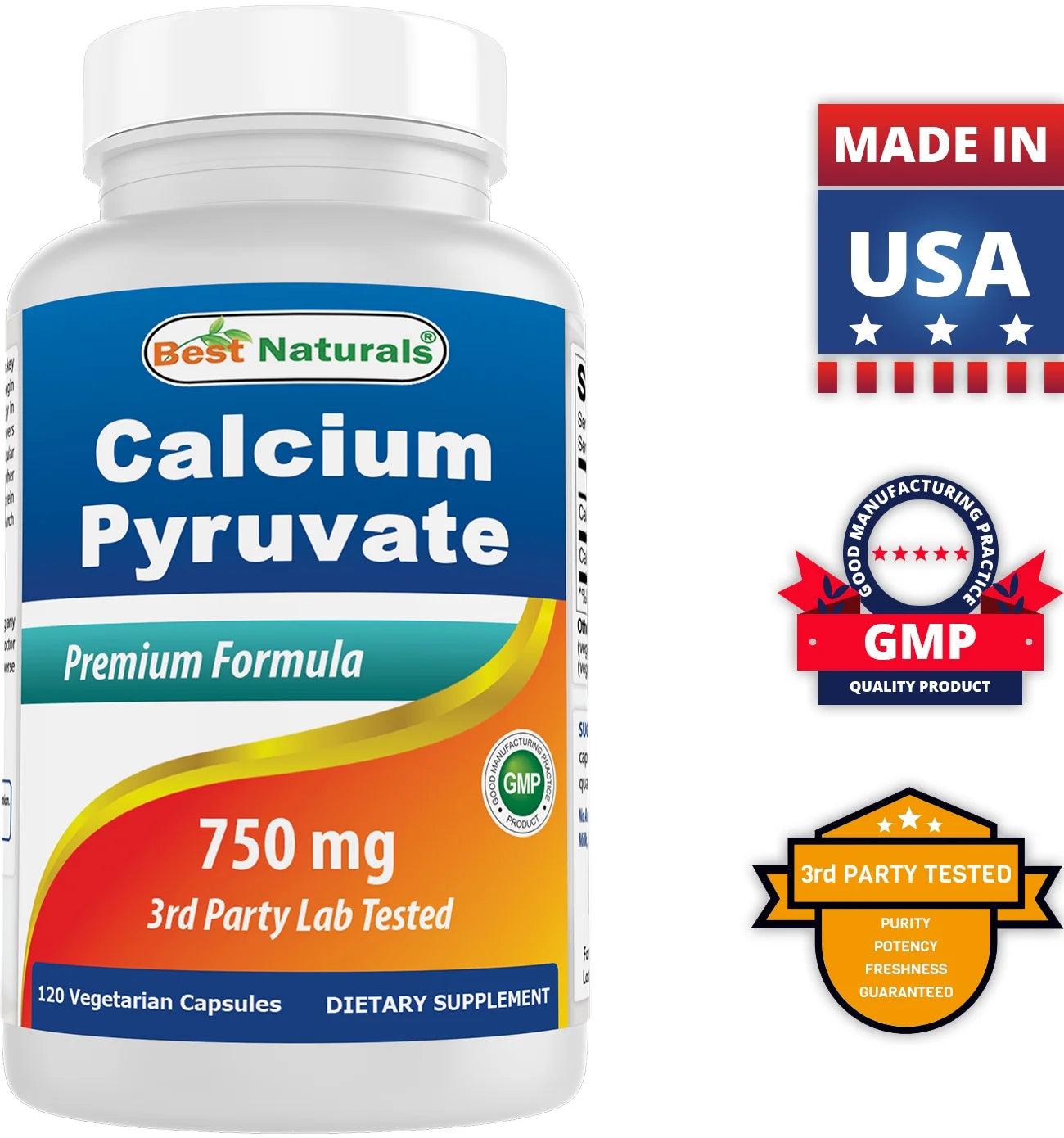 2 Pack  Calcium Pyruvate 750 Mg 120 Capsules