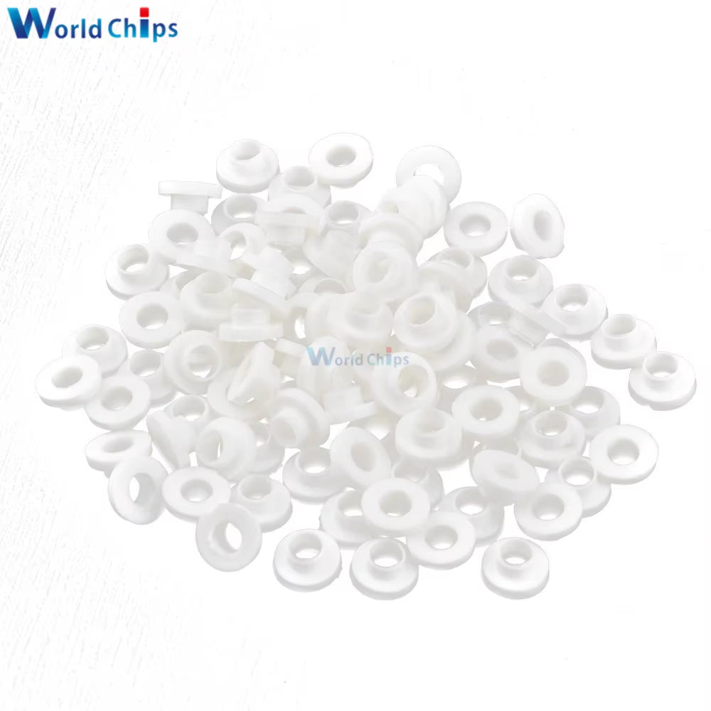 100Pcs TO-220 Transistor Plastic Insulation Washer + 100Pcs TO-220 Isolated Silicone Pad Sheet Strip
