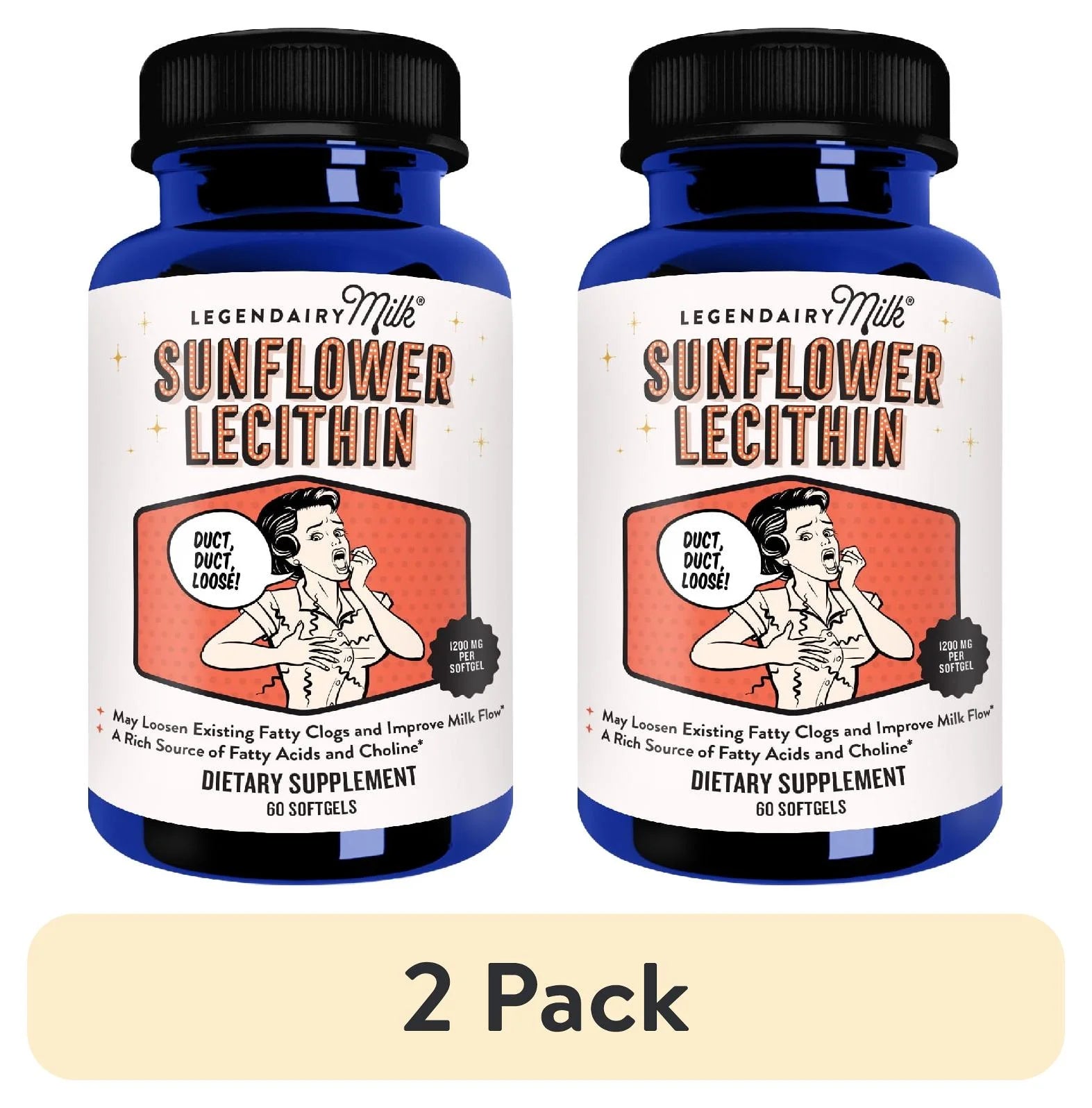 (2 Pack)  Sunflower Lecithin Softgels for Adults - Organic Dietary Supplement, 60 Ct, 1 Bottle