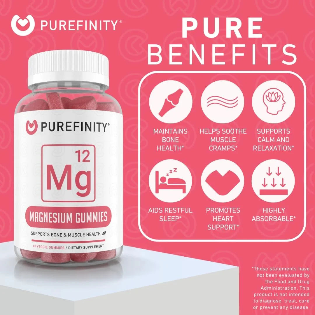 Magnesium Gummies 600Mg - High Absorption Support for Cramps, Muscle Recovery, Sleep, Bone, and Energy Support - Vegan, Non-Gmo, Allergen Free - 60 Gummies