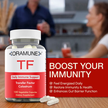 TF Immune Support Supplement with Transfer Factor and Pure Colostrum, Bovine Colostrum Capsules, Immunity Supplement, 100 Capsules