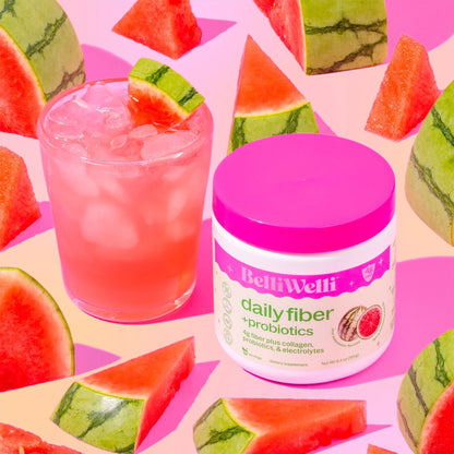 Daily Fiber Supplement with Probiotics, Electrolytes, and Collagen - Watermelon, 6.4 Oz