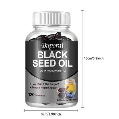 Black Seed Oil - Digestive Health, Immune Support, for Skin & Hair Health, Antioxidant - 120 Capsules