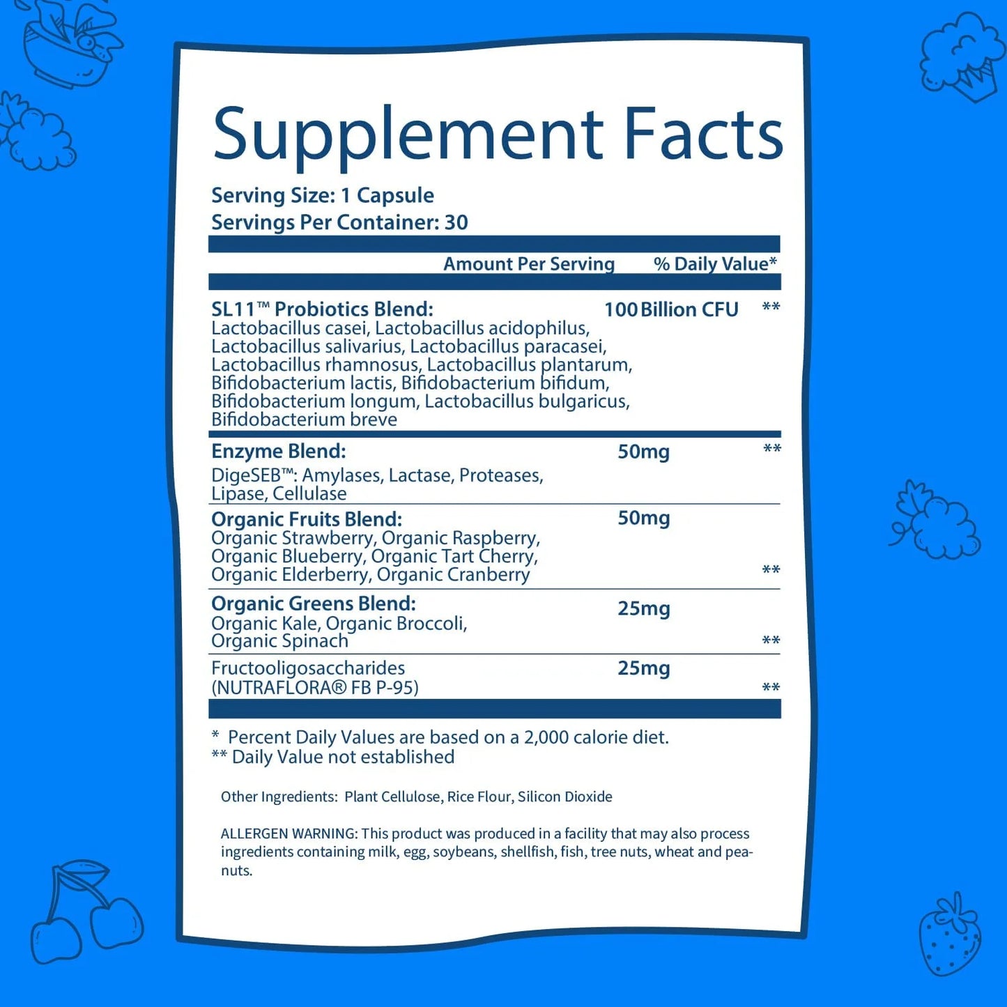 Probiotic 100 Billion CFU, Probiotics for Digestive Health & Prebiotics, 30 Ct