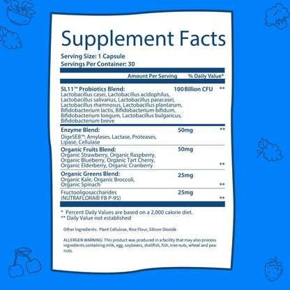 Probiotic 100 Billion CFU, Probiotics for Digestive Health & Prebiotics, 30 Ct