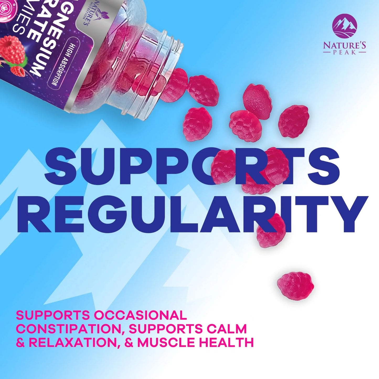 Magnesium Citrate Gummy Supplement, Improved Vegan Formula - High Absorption Magnesium Gummies for Adults & Kids - Mag Citrate Gummy Supplements - Delicious Raspberry Pomegranate Flavor - 120 Gummies