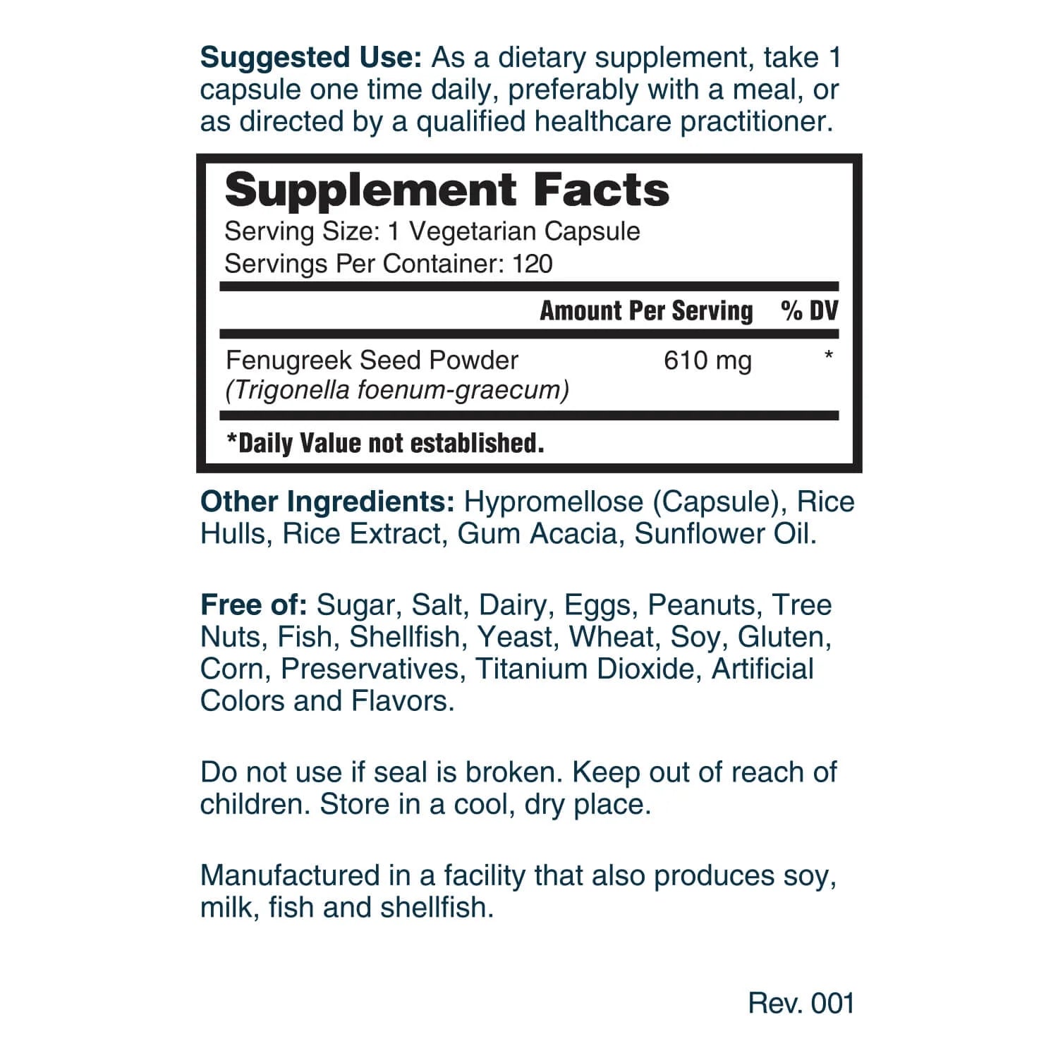 Fenugreek - Traditional Lactation Support* - 120 Capsules