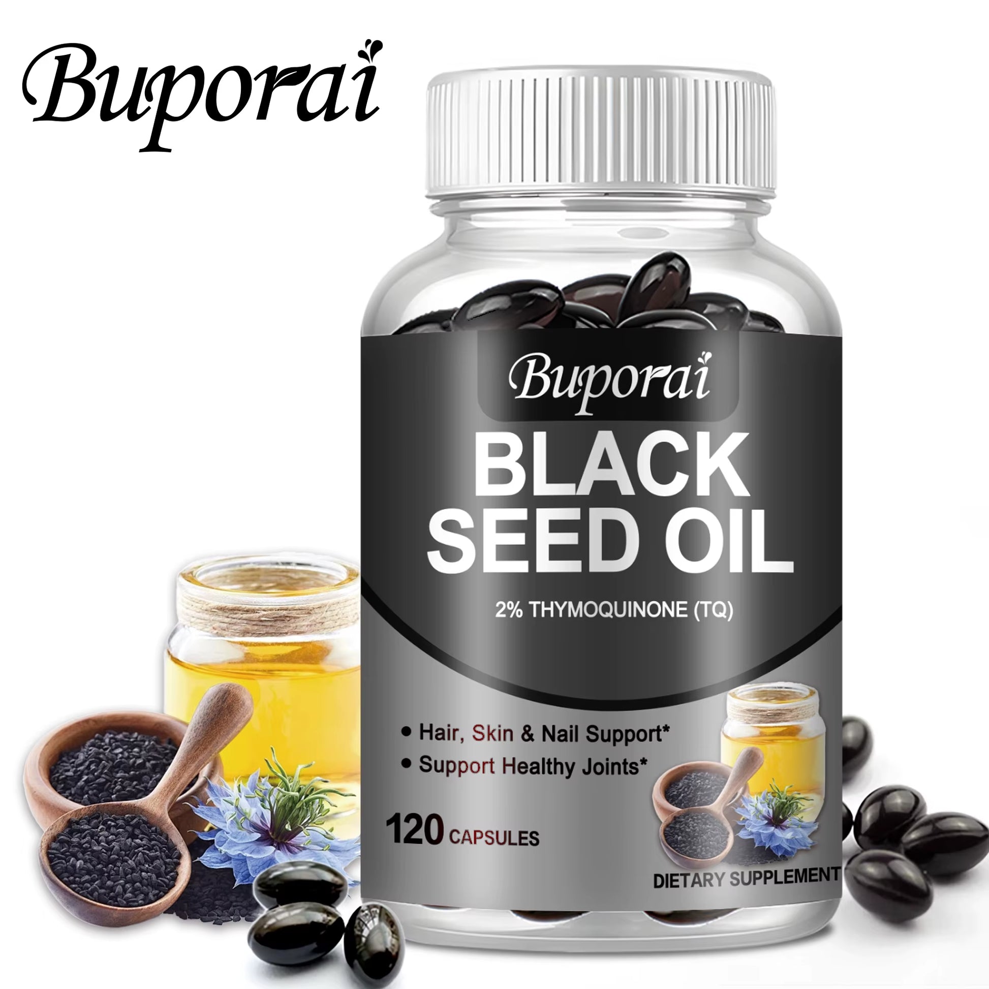 Black Seed Oil - Digestive Health, Immune Support, for Skin & Hair Health, Antioxidant - 120 Capsules