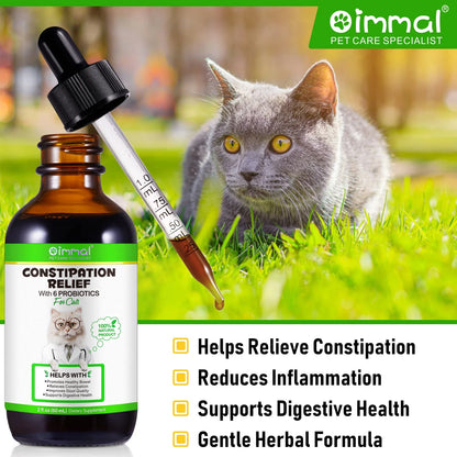 Cat Constipation Relief, Natural Drops with 6 Probiotics to Help Digestion, Cats Constipation Supports, Relief Constipation for Cat - 2 Fl Oz