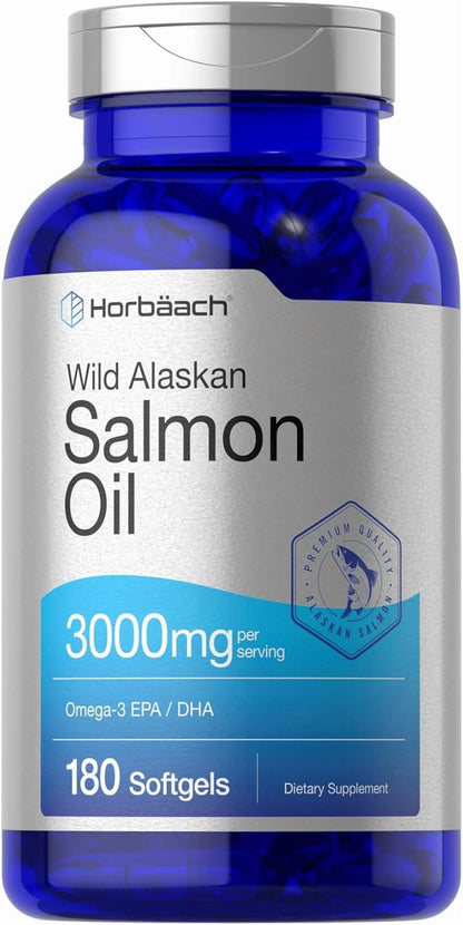 Salmon Oil 3000Mg | 180 Softgels | for Men and Women | Wild Alaskan Fish Oil | by