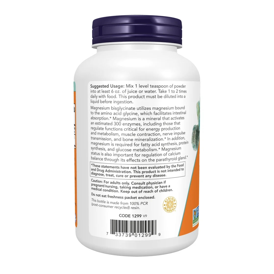 Supplements, Magnesium Bisglycinate Powder, Enzyme Function*, Nervous System Support*, 8-Ounce