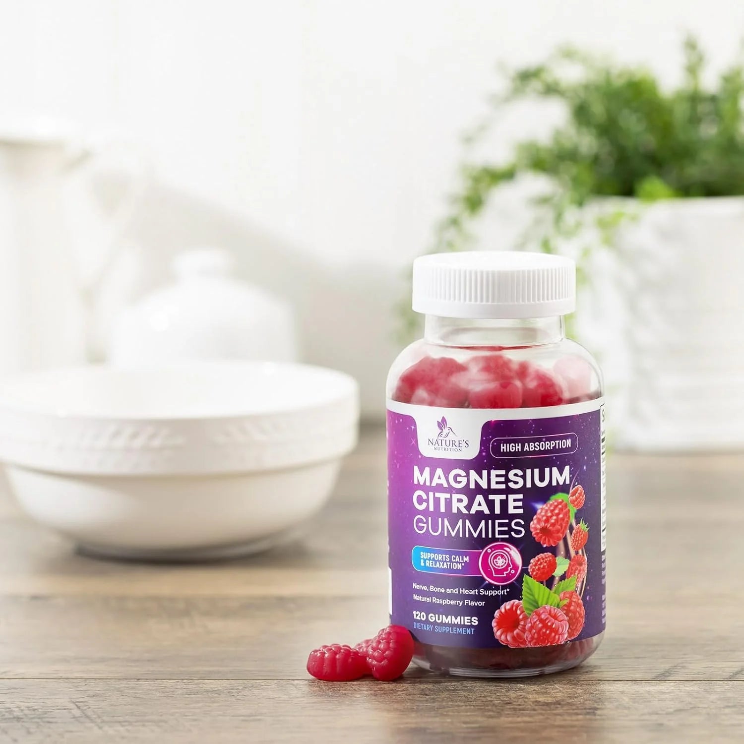 Magnesium Citrate Gummy Supplement, Improved Vegan Formula - High Absorption Magnesium Gummies for Adults & Kids - Mag Citrate Gummy Supplements - Delicious Raspberry Pomegranate Flavor - 120 Gummies