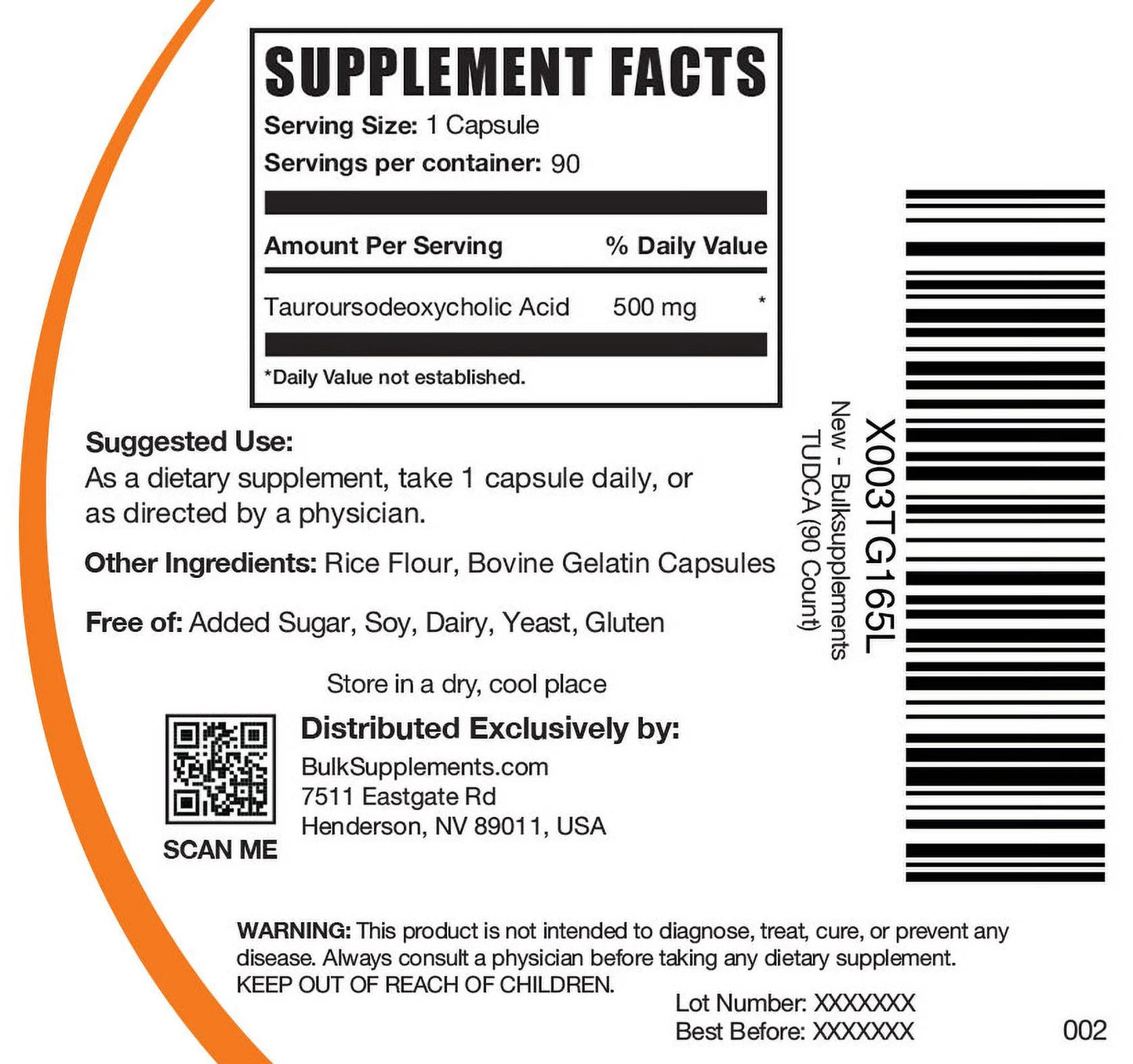 Bulksupplements TUDCA (Tauroursodeoxycholic Acid) Capsules - 500Mg per Serving (90 Capsules - 90 Servings)