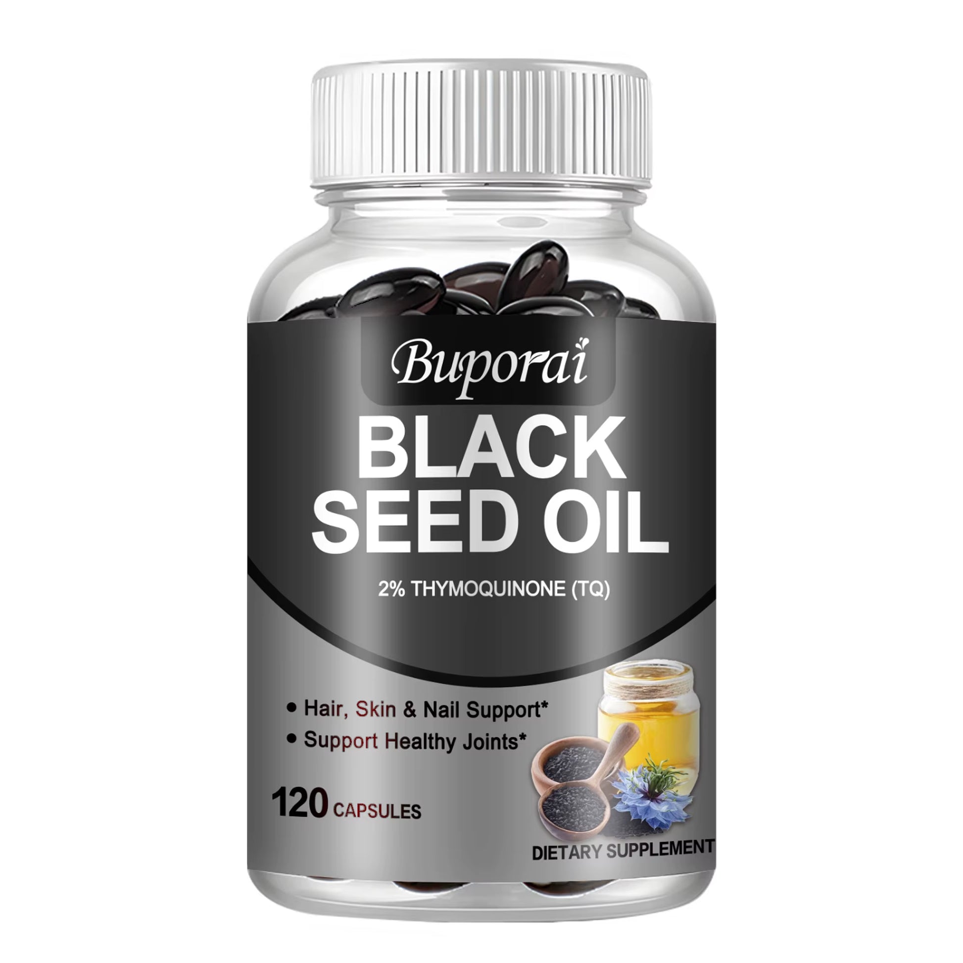 Black Seed Oil - Digestive Health, Immune Support, for Skin & Hair Health, Antioxidant - 120 Capsules
