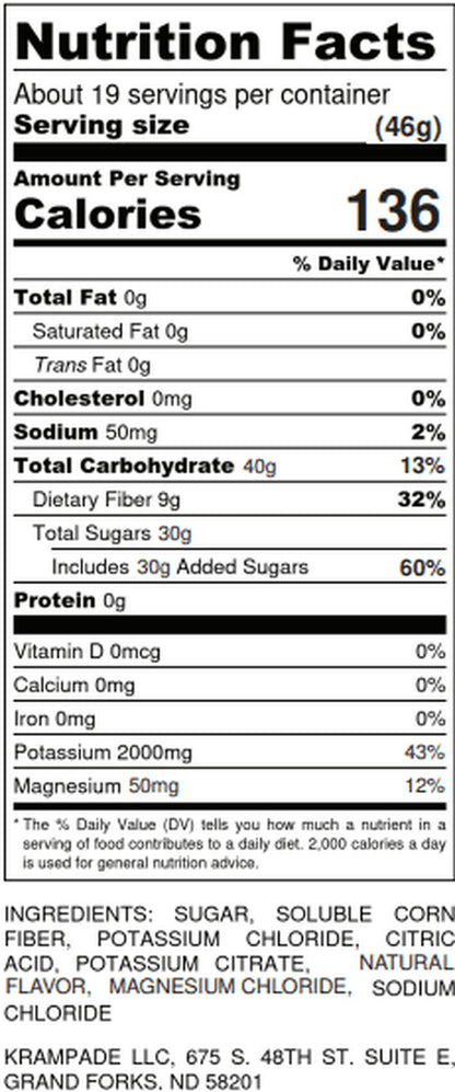 Fiber Supplement Electrolyte Powder-9G Prebiotic Fiber+2000Mg Potassium + Magnesium Supplement | Cramp Relief, Hydration, Digestive Support | Lemon Lime, 16 Single Serving Packets