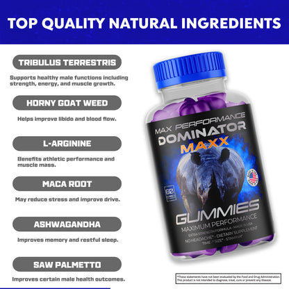 Dominator Maxx Gummies for Men, Advanced Performance Supplement 60 Gummies