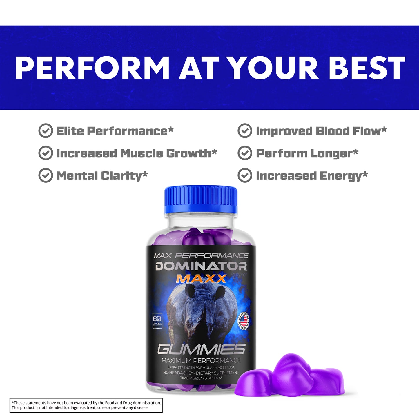 Dominator Maxx Gummies for Men, Advanced Performance Supplement 60 Gummies