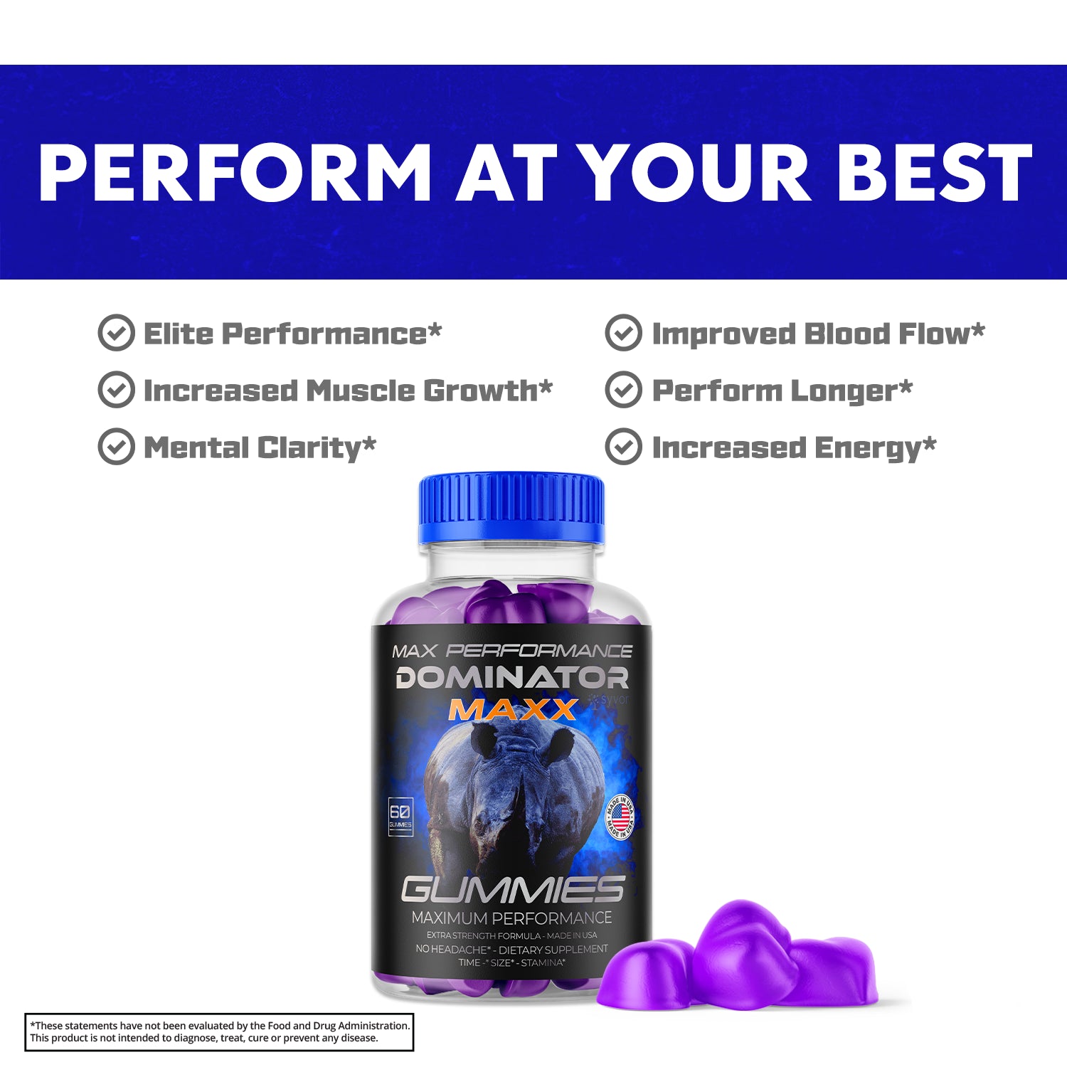 Dominator Maxx Gummies for Men, Advanced Performance Supplement 60 Gummies