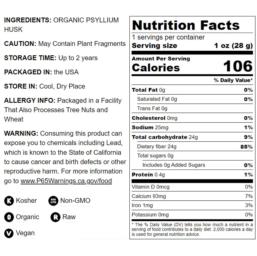 Organic Psyllium Husk Powder, 10 Pounds — Non-Gmo, Kosher, Raw, Vegan — by