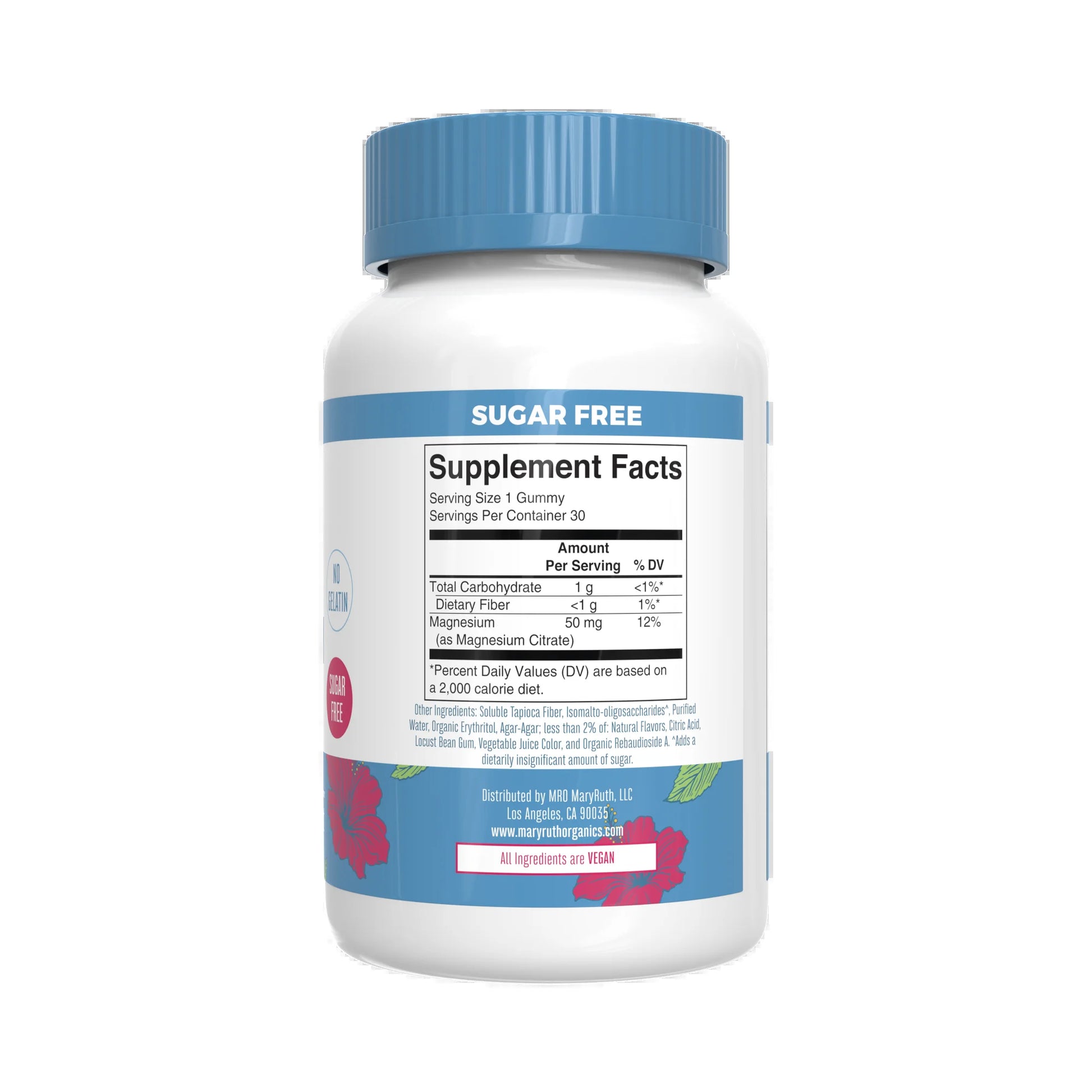 Adult Magnesium Calm Gummies for Bone and Joint Health, Mineral Supplements, Hibiscus, 30 Count