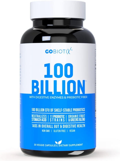 Probiotic 100 Billion CFU, Probiotics for Digestive Health & Prebiotics, 30 Ct
