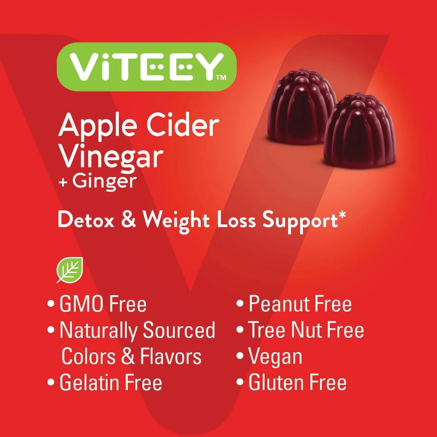 Apple Cider Vinegar Gummies with Ginger, Gut Cleanse Dietary Supplements, Apple Flavor, 60 Ct