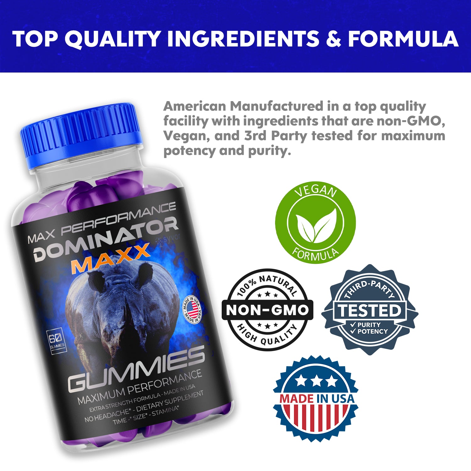Dominator Maxx Gummies for Men, Advanced Performance Supplement 60 Gummies