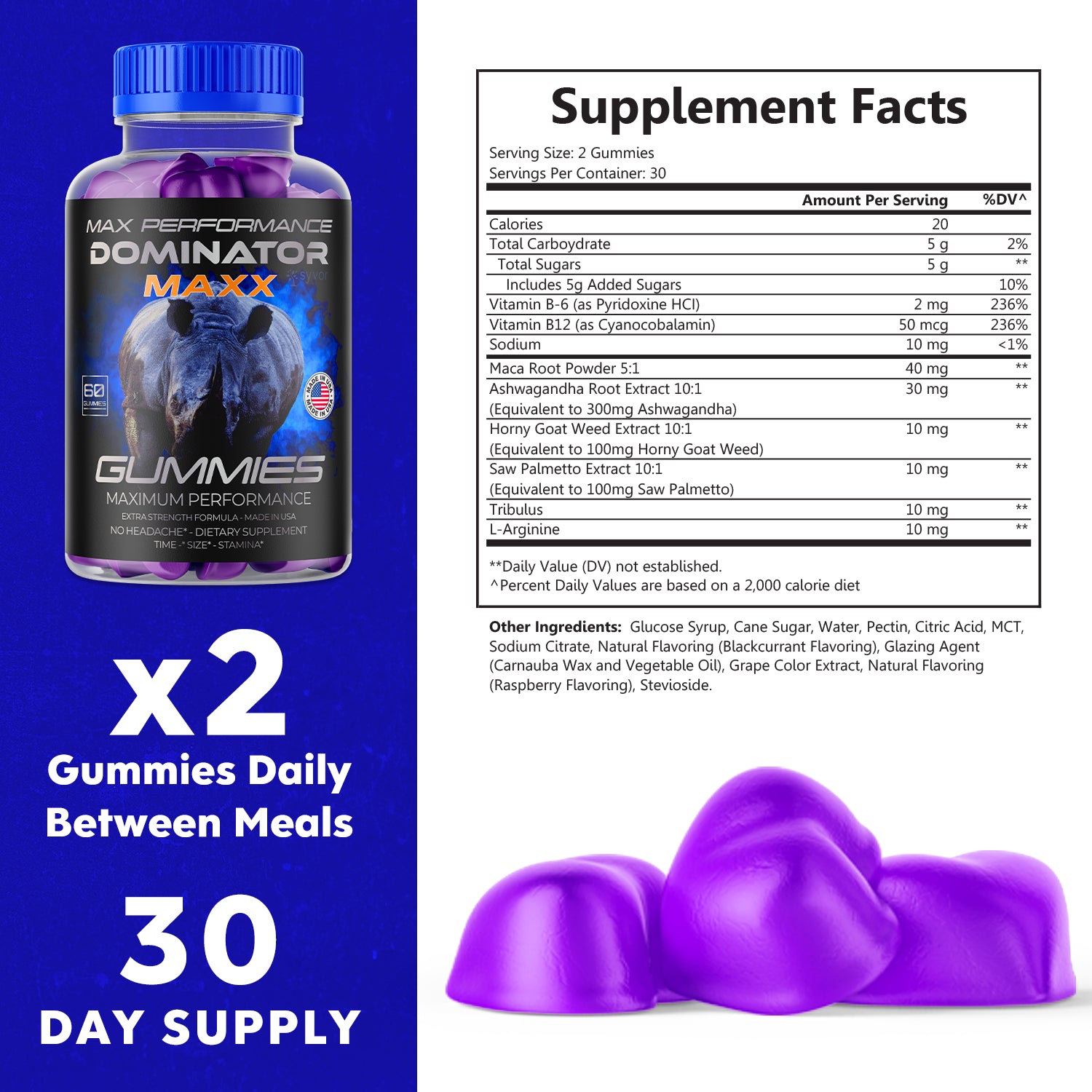 Dominator Maxx Gummies for Men, Advanced Performance Supplement 60 Gummies