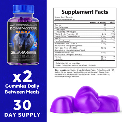 Dominator Maxx Gummies for Men, Advanced Performance Supplement 60 Gummies
