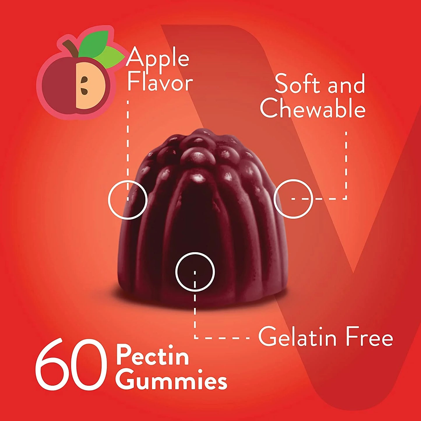 Apple Cider Vinegar Gummies with Ginger, Gut Cleanse Dietary Supplements, Apple Flavor, 60 Ct